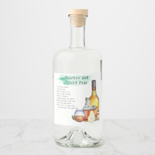 Handtekening Cocktail Recept Bruiloft Favor Label Likeurfles Etiket (Voorkant)