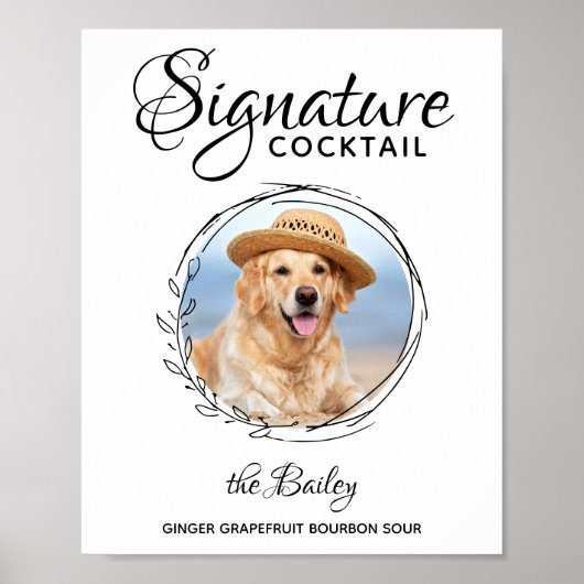Handtekening Cocktaill Foto Hondenbar Huisdier Tro Poster (Voorkant)