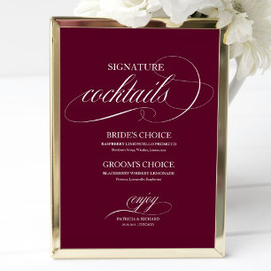 Handtekening Cocktails Bourgondië Marsala Trouwkaa Poster