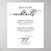 Handtekening Cocktails Chic Zwarte Script Poster (Voorkant)