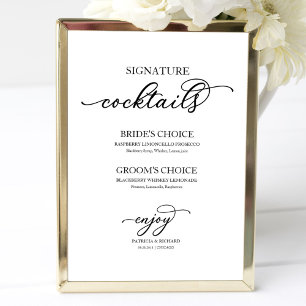 Handtekening Cocktails Chic Zwarte Script Poster