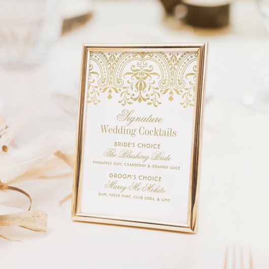 Handtekening Cocktails Elegant Gold Vintage Weddin