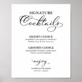 Handtekening Cocktails Elegant Wedding Sign Poster (Voorkant)