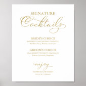 Handtekening Cocktails Gold Foil Weddenschap Poster (Voorkant)