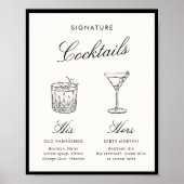 Handtekening Cocktails Klassieke Kalligrafie Oud G Poster (Voorkant)