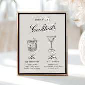 Handtekening Cocktails Klassieke Kalligrafie Oud G Poster