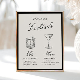 Handtekening Cocktails Klassieke Kalligrafie Oud G Poster