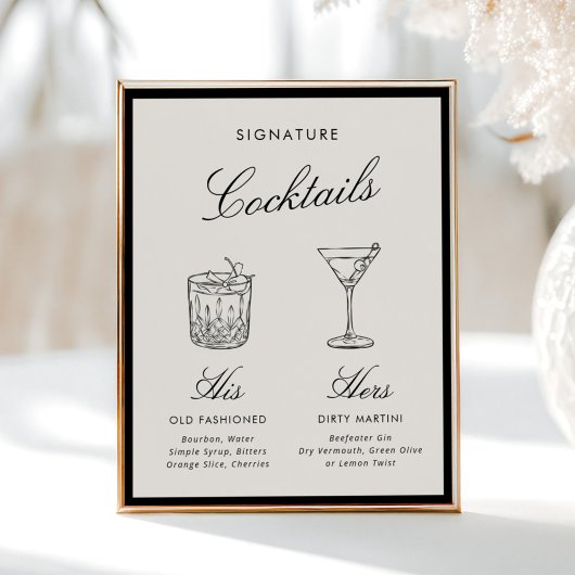Handtekening Cocktails Klassieke Kalligrafie Oud G Poster