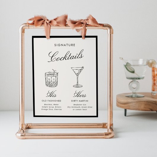 Handtekening Cocktails Klassieke Kalligrafie Oud G Poster