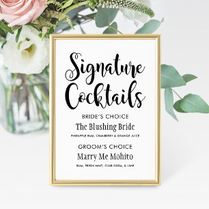 Handtekening Cocktails Modern Black Script Weddens
