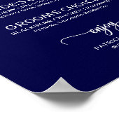 Handtekening Cocktails Navy Blue Wedding Sign Poster (Hoek)