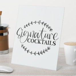 Handtekening Cocktails Pedestal Sign Reclamebord Met Voetstuk