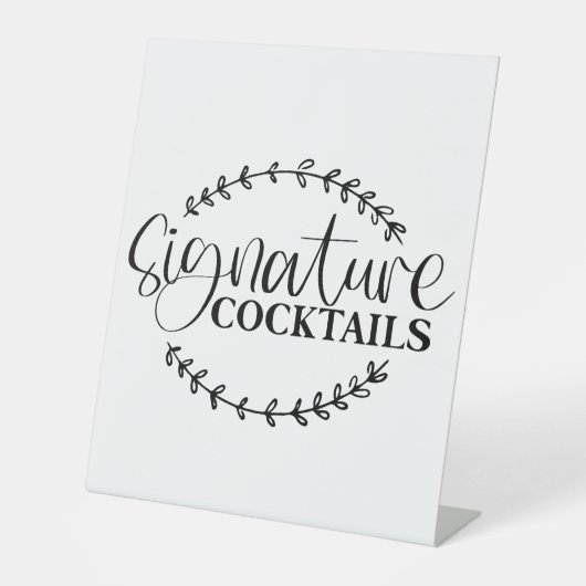Handtekening Cocktails Pedestal Sign Reclamebord Met Voetstuk (Voorkant)