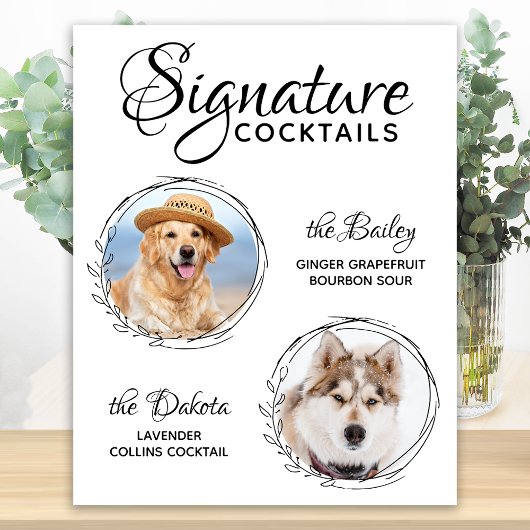 Handtekening Cocktails Pet Wedding Drink Dog Bar Poster