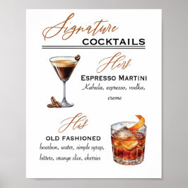 Handtekening Cocktails Poster