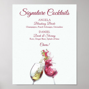 Handtekening Cocktails Red en White Wine Dance Poster