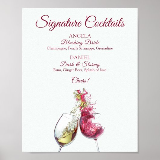 Handtekening Cocktails Red en White Wine Dance Poster (Voorkant)