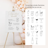 Handtekening Cocktails Teken met Drink Illustratie Poster