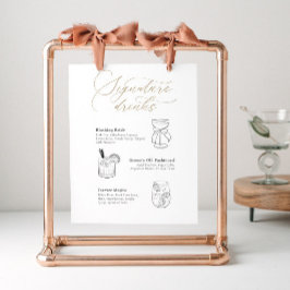 Handtekening Cocktails Teken met Drink Illustratie Poster