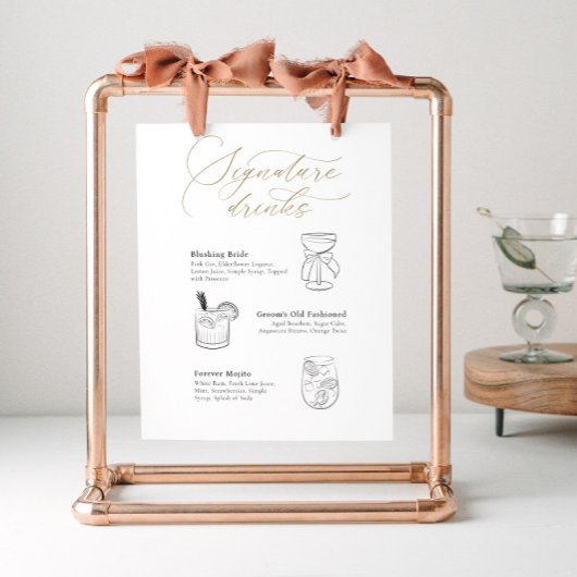 Handtekening Cocktails Teken met Drink Illustratie Poster