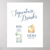Handtekening Cocktails Wedding Poster (Voorkant)