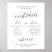 Handtekening Cocktails Zijn & Haar Bar Menu Bord Poster (Voorkant)