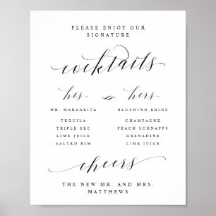 Handtekening Cocktails Zijn & herenmenu Poster