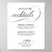 Handtekening Cocktails Zwarte Script Poster (Voorkant)