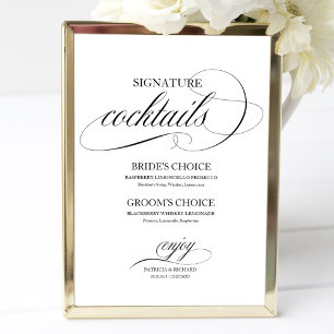 Handtekening Cocktails Zwarte Script Poster