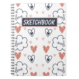 Handtekening Cute Pattern roze and white sketchboo Notitieboek