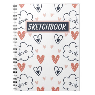 Handtekening Cute Pattern roze and white sketchboo Notitieboek