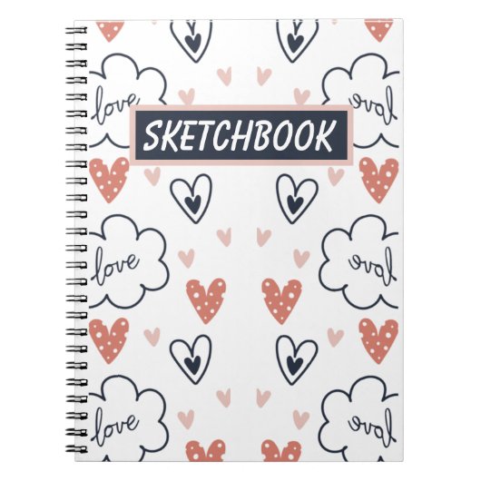 Handtekening Cute Pattern roze and white sketchboo Notitieboek (Voorkant)