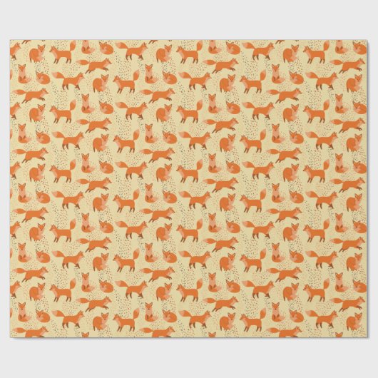 Handtekening Cute Red Fox Pattern-cadeau Cadeaupapier (Vlak)