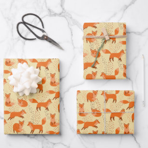 Handtekening Cute Red Fox Pattern-cadeau Inpakpapier Vel