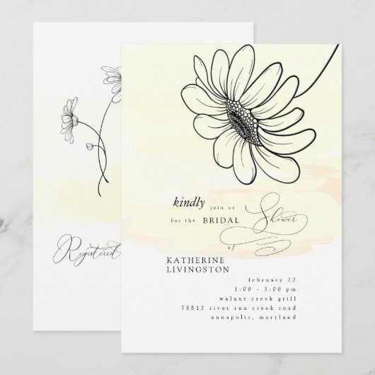 Handtekening Daisy Yellow Vrijgezellenfeest Kaart (Voorkant / Achterkant)