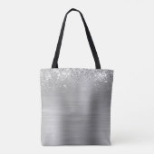 Handtekening Dark Gray Monogram Silver Foil Glitte Tote Bag (Achterkant)
