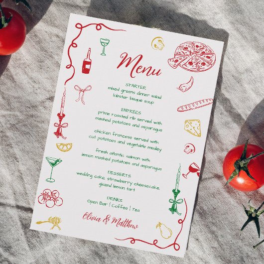 Handtekening dat is Amore Vrijgezellenfeest Menu