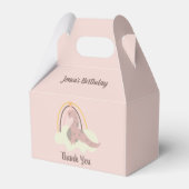 Handtekening Dinosaur Regenbow Birthday Party roze Bedankdoosjes (Voorkant Zijde)