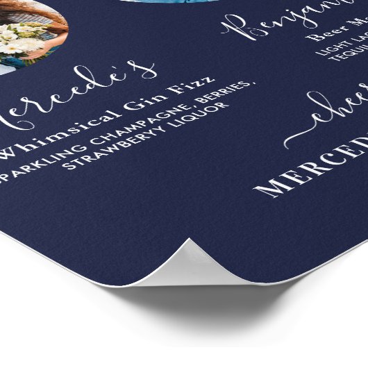 Handtekening Dranken Aangepaste Foto Marineblauwe Poster (Hoek)