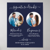 Handtekening Dranken Aangepaste Foto Navy Blauwe T Poster (Voorkant)