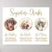 Handtekening Dranken Elegant Goud 3 Foto Hond Trou Poster (Voorkant)