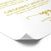Handtekening Dranken Elegante Gouden Script Trouwk Poster (Hoek)