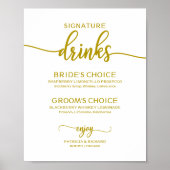 Handtekening Dranken Elegante Gouden Script Trouwk Poster (Voorkant)
