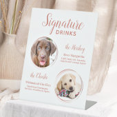 Handtekening Dranken Elegante Roze Gouden Honden H Reclamebord Met Voetstuk