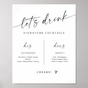Handtekening Dranken Modern Handgeschreven Huwelij Poster