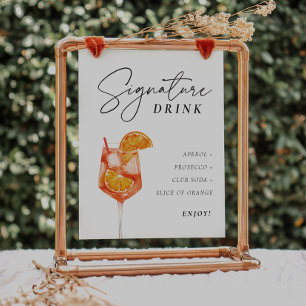 Handtekening drankje Aperol Bruidsfeest Bord Poster