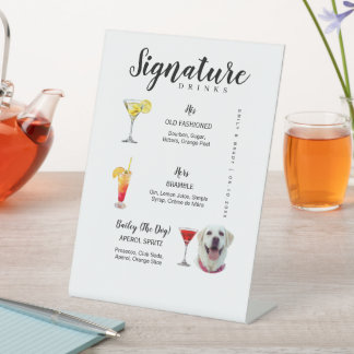 Handtekening drankjes bord, Zijn en haar handteken Reclamebord Met Voetstuk