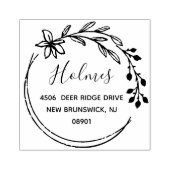 Handtekening Drawn Berry Flower Wreatname en adres Rubberstempel (Afrduk)