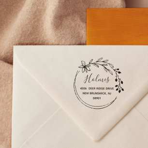 Handtekening Drawn Berry Flower Wreatname en adres Rubberstempel