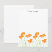 Handtekening Drawn California Poppies Notitiekaartje (Voorkant / Achterkant)